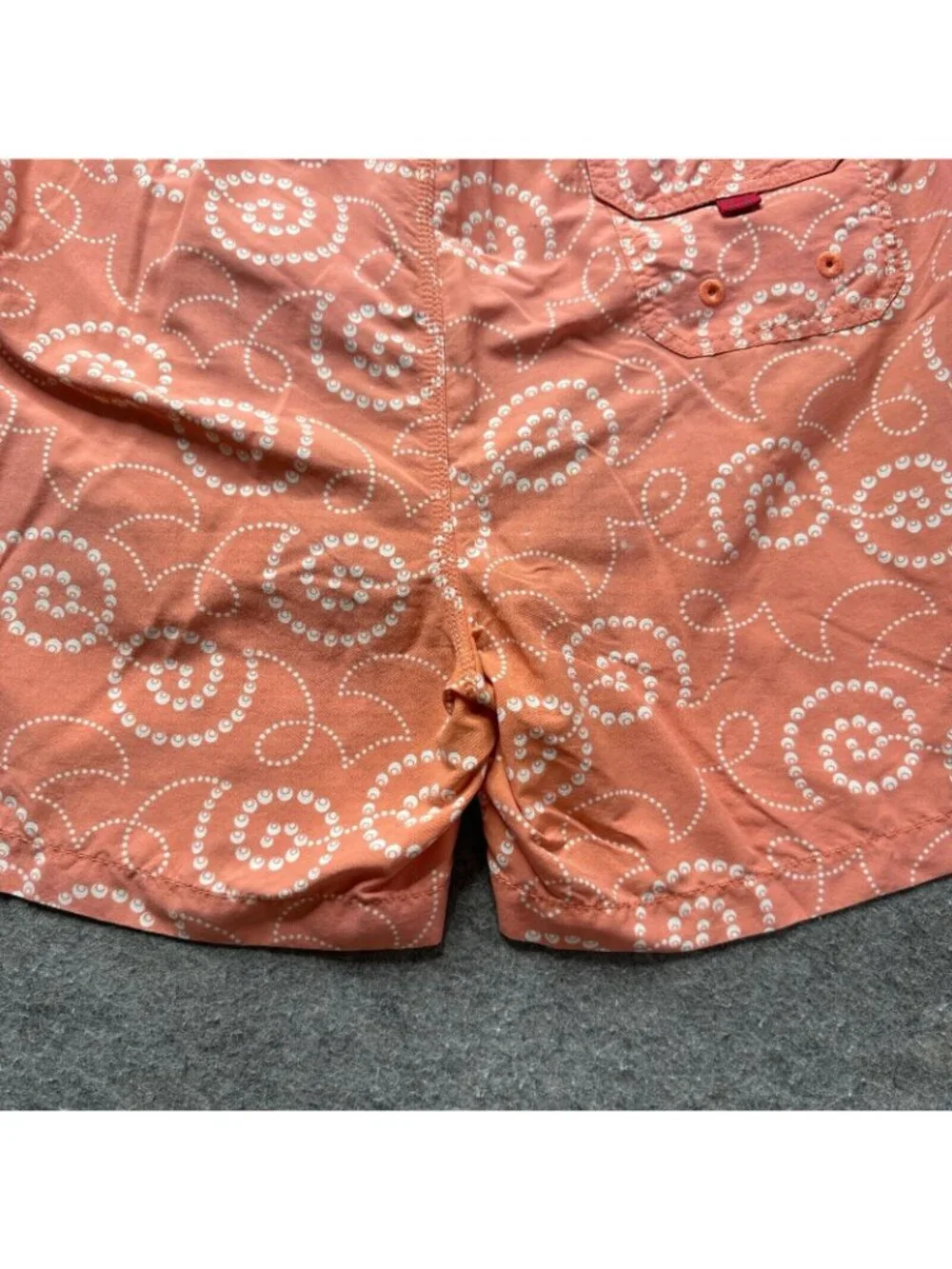 Tommy Bahama Swim Trunks Men L Orange Nylon Lined Geometric Built in Brief 18